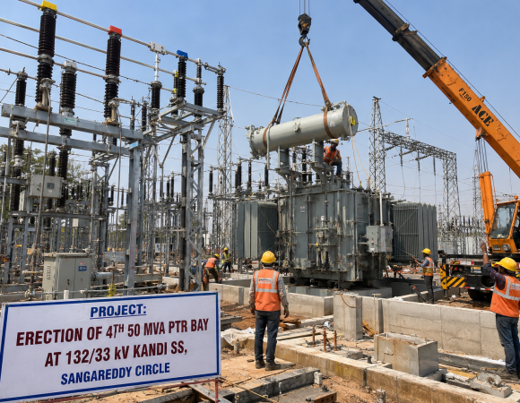 Erection of 4th 50 MVA PTR Bay at 132/33 kV Kandi Substation, Sangareddy Circle